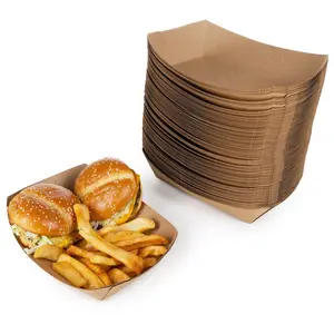 IDL Packaging 5 lb Kraft Paper Food Trays (Pack of 125) - Food-Safe Poly Coated for Extra Moisture Resistance - Proudly Made in USA - Serving Tray for Fries, Burgers, Appetizers