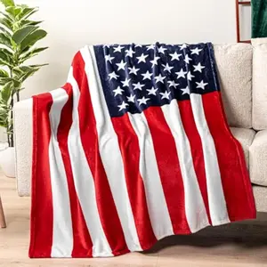 Pavilia Patriotic Blanket - American National Flag Throw Blanket for Sofa Couch Bed, Soft Microfiber Flannel, USA Military Veteran July 4th Gift - 50 x 60 Inches-280GSM