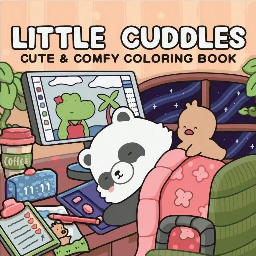 1pc LITTLE CUDDLES coloring book For Adults And Kids,Simple And Big Designs For Relaxation, Stress Relief, Toys for boys and girls, Christmas gift, Back to school gifts, Fun, Artistic, Cute