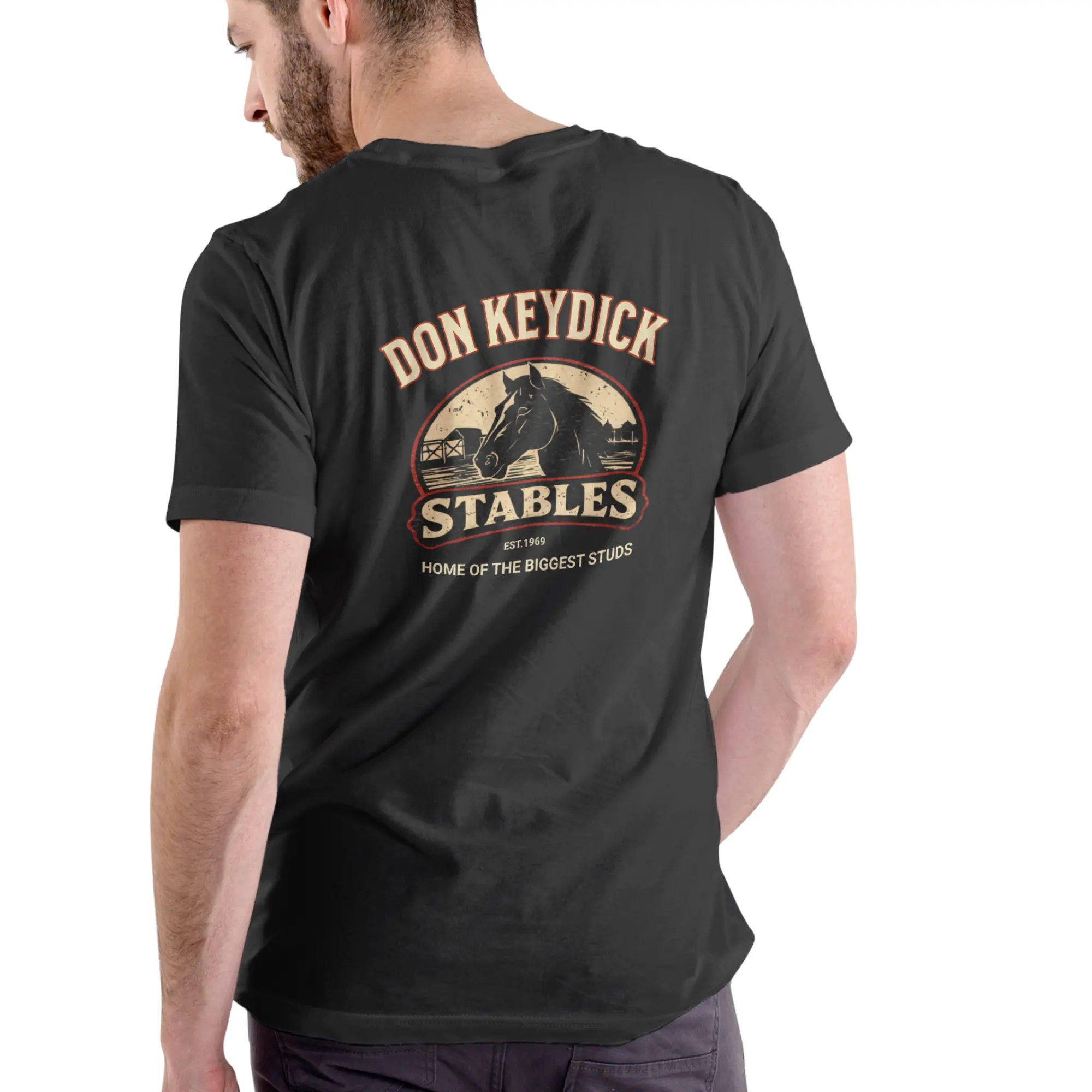 Gildan Unisex Short-Sleeve Cotton T-Shirt - Classic Soft, Breathable Fabric, Round Neck Streetwear Top with Playful "Donkeydick Stables" Print, Menswear Shortsleeve Tshirt.,Monaco,Festive
