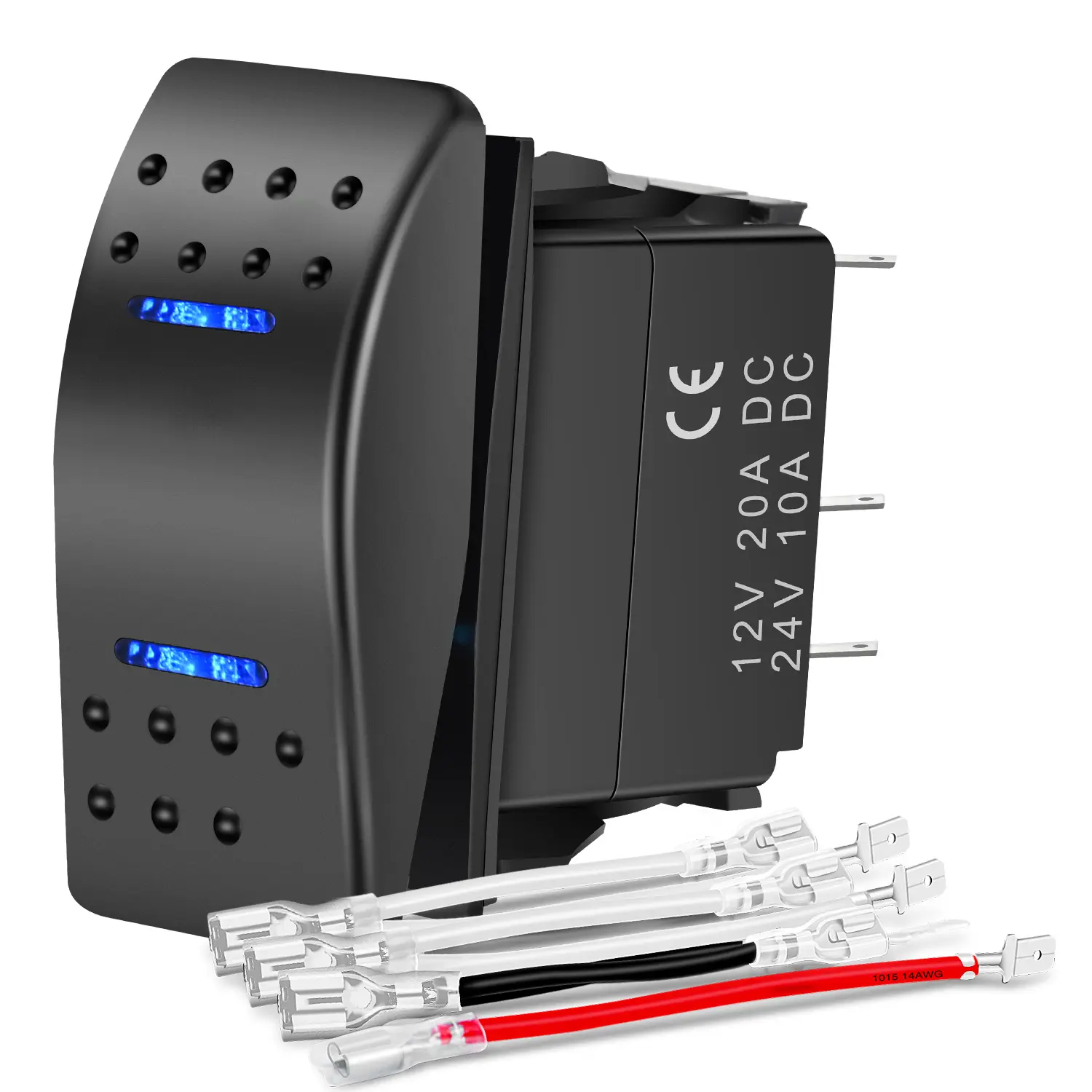 Nilight Non-Locking Momentary Rocker Switch - (ON)-Off-(ON) DPDT 7-Pin 12V 24V LED Toggle, ABS Plastic Heat Resistant, Easy Install with Jumper Wires Incl 14Gauge, for Cars,Yachts,Winch Control