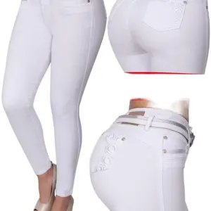 Ref 5815 Colombian Jeans for Women - High Waist, Butt Lifting, White Color, Comfortable Fit, Stylish Design