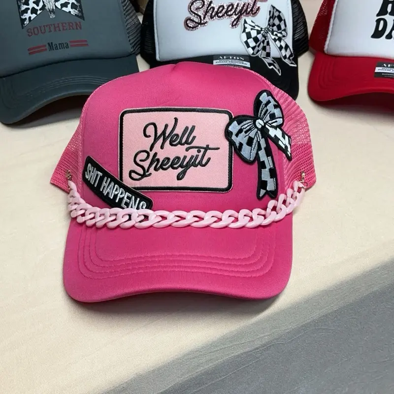 Women's Patched Trucker Hat, Unisex Fashion Accessory