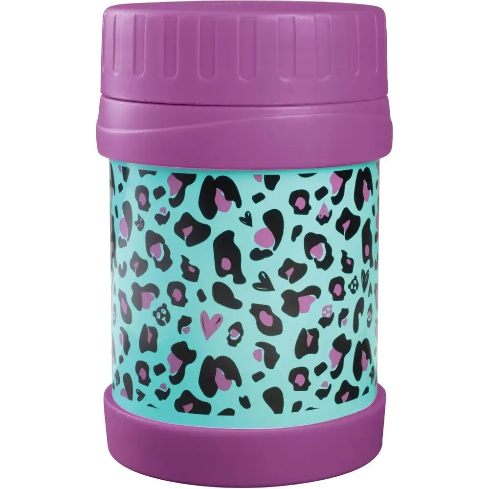 Bentology Stainless Steel Insulated 13oz Lunch Jar Thermos for Kids-Cheetah- Leak-Proof Storage for Hot or Cold Food, Liquids w Wide Mouth- BPA Free