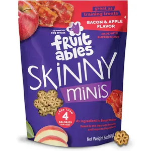 Fruitables Skinny Mini Dog Treats, Healthy Sweet Potato Treat for Dogs, Low Calorie & Delicious, Puppy Training, Free of Wheat, Corn and Soy, Made in the USA, Bacon and Apple Flavor, 5oz