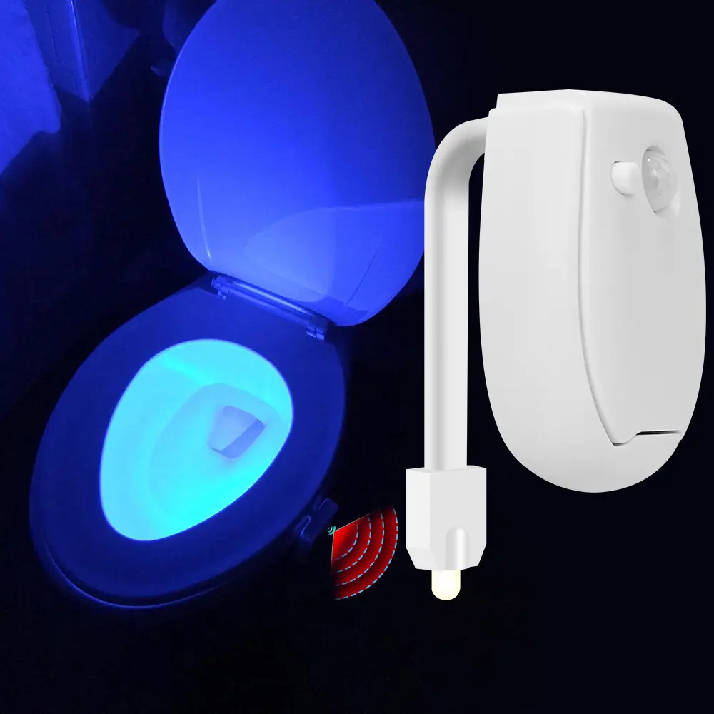 LED Smart Toilet Light PIR Motion Sensor IP65 Colorful Dimmable Mode Battery Powered Halloween Novelty Creative Funny Gift Bathroom Washroom Mood Lamp Modern Mood Lighting Dimmable Nightlight