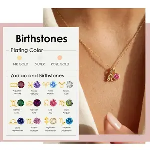 Zodiac Birthstone Necklace | Dainty Crystal Birthstone Necklace | Gold Stainless Steel | Gemstone Jewelry | Hypoallergenic Jewelry | Natural Crystals