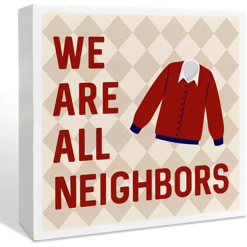 We Are All Neighbors Kindness Community Wood Box Decor Sign 5x5 Inch, Housewarming Gifts for New Home House, Love Thy Neighbor Wooden Box Sign Decorations for Home Dorm Apartment Community 5x5 inch