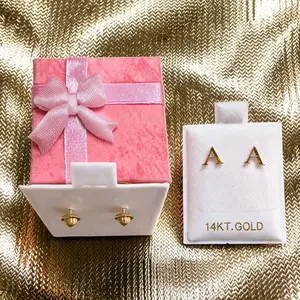14K Gold Initial Stud Earrings – Letter Earrings A, Personalized Minimalist Jewelry