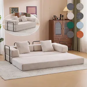 QAK 73.62"New Multiple Covers Available Cloud Floor Sofa Bed High-Quality Convertible Comfy Corduroy Fabric, Premium Sponge Padding, Multi-Functional Floor Sofa & Mattress for Living Room Upholstered Soft Couch,Multiple Colors of Sofa Covers Available Sum