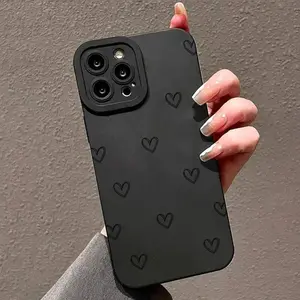 Solid Color Mini Heart Pattern Phone Case, 1 Count Decorative Phone Protector Cover, Phone Accessories Compatible With iPhone 11 12 13 14 15 16 17 Series
