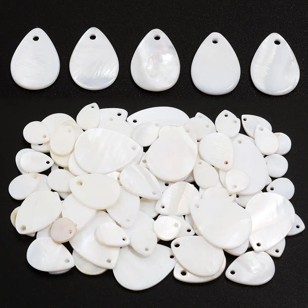 5-30pcs Water Droplet Shape Charm White S Charms Mother Of Pearl Beads For Diy Earrings Necklace Jewelry Making Accessories
