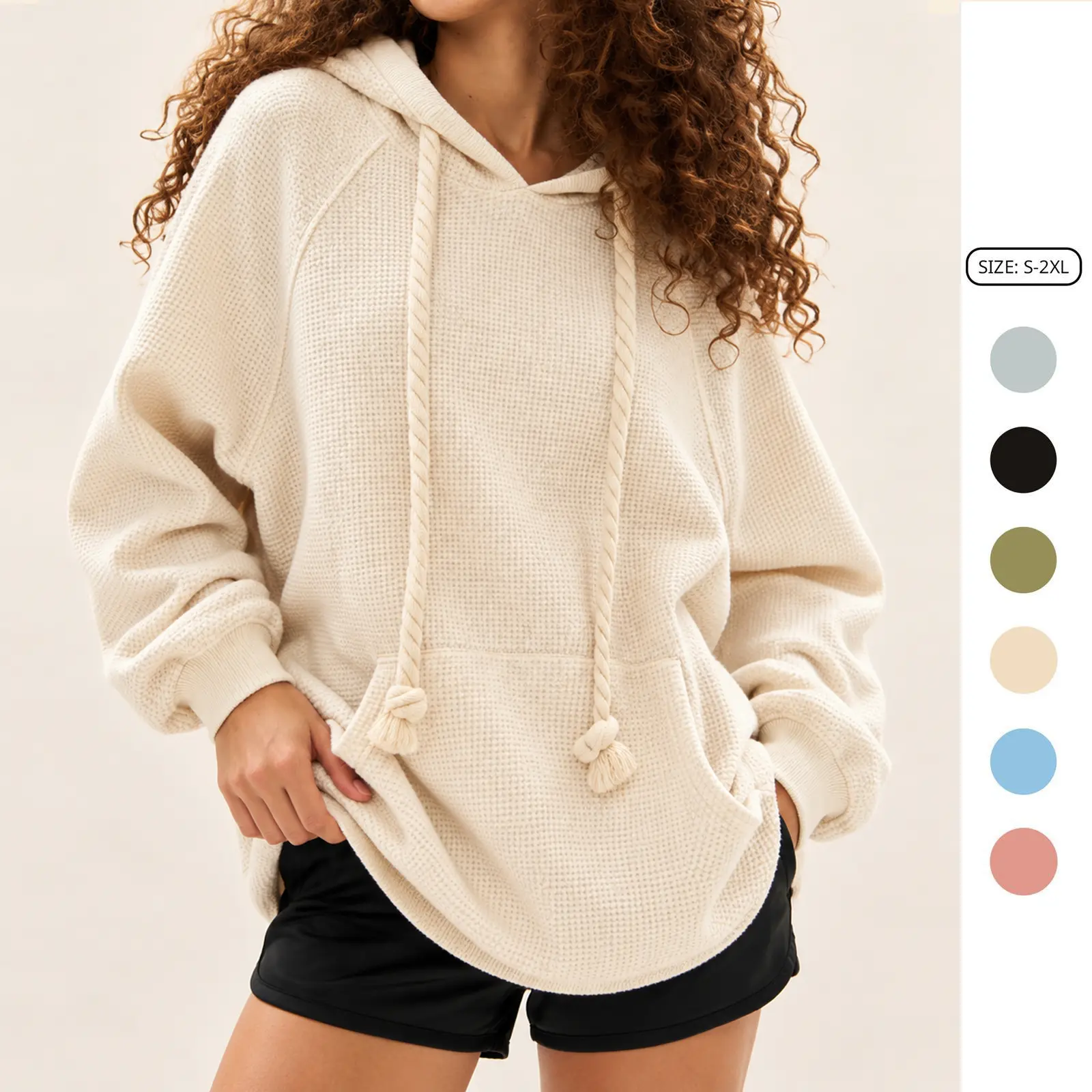 Imily Bela Oversized Hoodies for Women Long Sleeve Drawstring Side Slit Pullover Sweatshirts Fall Winter Solid Clothes