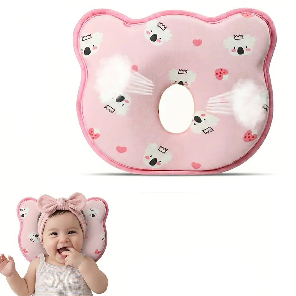 Baby Pillow,Cute Cartoon Soft and Cozy Shaping Pillow, Breathable Bedding Set for Infants for Small Boys and Girls Prevent Flat Head