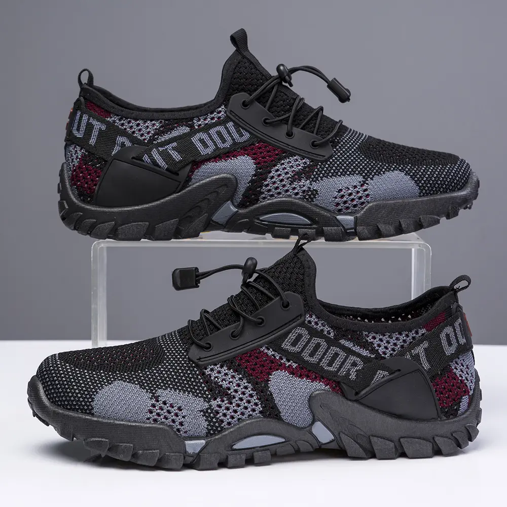 Men's Breathable Mesh Hiking Shoes, Lightweight Quick Dry Non Slip Outdoor Sneakers, Casual Walking Trekking Trail Shoes for Camping Fishing Travel