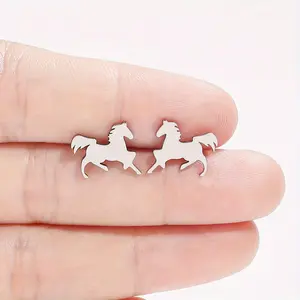 316L Stainless Steel Horse Earrings - Animal Character, Statement Stud, Western Motif Fashion Accessories for Elegant All-Season Daily Wear, Animal Character Earrings, Statement Stud Earrings