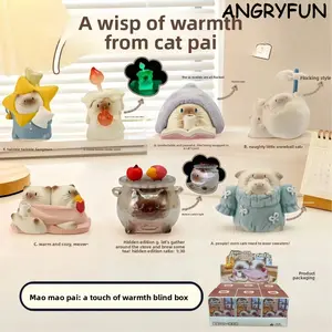ANGRYFUN Cat PAI “A Ray of Warmth” Siamese Cat Blind Box Figure – Cute Collectible Desk Figurine, Mini Animal Display Gift for Girls and Collectors