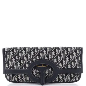 Pre-owned Dior Canvas Plain Clutches & Wristlets Christian Fold Over Clutch Oblique Canvas by Rebag
