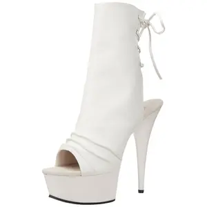 PLEASER DELIGHT-1018 White Pu Ankle Boots Platform Footwear