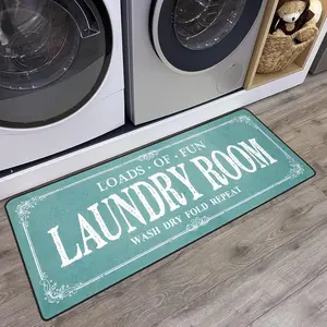 Laundry Room Rug Runner Non Slip Laundry Mats Mudroom Runner Farmhouse Kitchen Floor Mat Bathroom Laundry Room Decor Accessories(Teal, 20 X  inch)