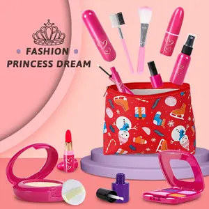Realistic Makeup Set Toy, Girl Handbag Silicone Lipstick Nail Polish Eyeshadow Powder Puff, No Liquid No Powder Colorless Odorless Eva Material