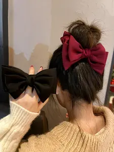 Women's Satin Big Bow Hair Tie, Elegant Vintage Style, Suitable for Ponytail Hairstyle & Updos, All Season Fashion Accessory