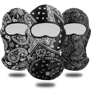 1pc Stylish Paisley Series Balaclava - Breathable, Hand-Washable Polyester Full-Face Mask with Eye Holes, Ideal for Outdoor Activities in Summer & Winter, Black
