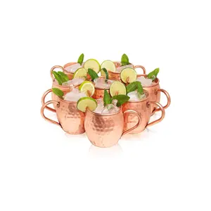 Kitchen Science Moscow Mule Hammered Copper 18 Ounce Drinking Mug, Set of 12 Cup Drinkware