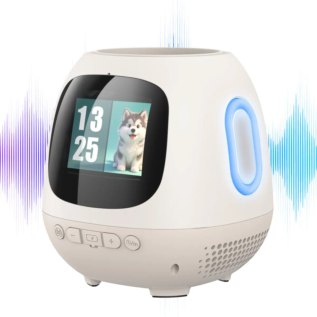 W&O Y1 Sentient Smart Planter with AI Emoji Interaction, Bluetooth Speaker & Voice Assistant, Smart Plant Care System with Real-Time Sensors for Temperature/Humidity/Light（Creamy White）