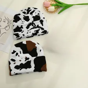 Warm Hat Autumn Winter Cow Printed Pattern Hat for Men Women Casual Winter Warm Beanie,Thick Ear Protection  Hat