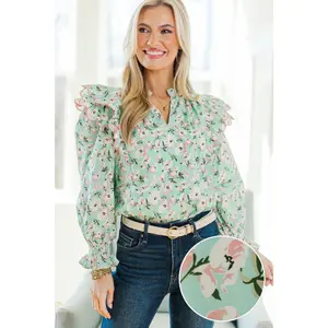 NURSING COLLECTION: In Your Thoughts Mint Floral Blouse