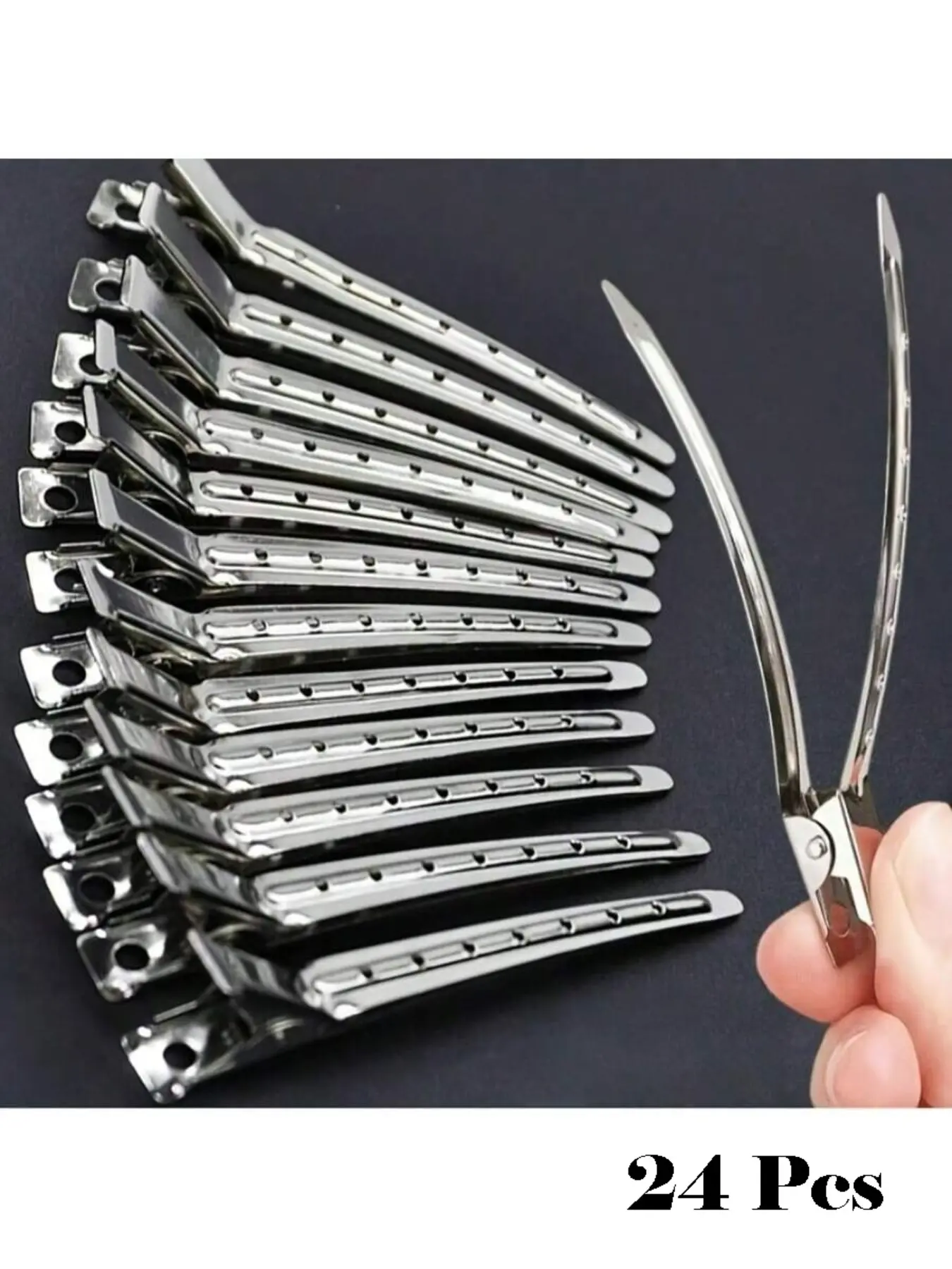 24 Pcs Alligator Curl Clips, 1.8 Inch Single Prong Metal Clips Hair Accessories For Hair Styling, Hair Coloring, Silver, Hair Claws Set, Claw Clips, Hair Claws, Hair Slide, Hair Barrettes, Head Accessories, Hairpin, Hair Decor