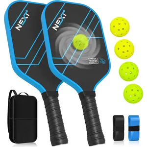 Pickleball Paddles Set of 2 - Graphite Carbon Fiber Pickleball Set with 16mm, Lightweight T700 Pickle Ball Rackets 2 Pack with 4 Outdoor Balls and 1 Bag
