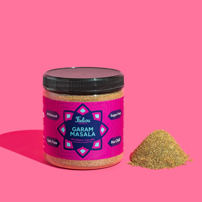 Fadwa Masala Garam Masala - All Natural, Salt & Red Chili Powder Free, Vegan & Gluten-Free, 4.5 oz Jar, Bold Aromatic Spice Blend for South Asian Dishes