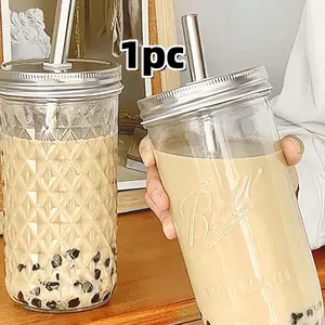 700ml/650ml Mars Crystal Cup, Diamond Cup, Tumbler, high transparency crystal texture. Reusable stainless steel straw, leak-proof lid, eco-friendly. Wide mouth for boba, large capacity, anti-slip. Perfect for milk tea, coffee, juice and various drinks