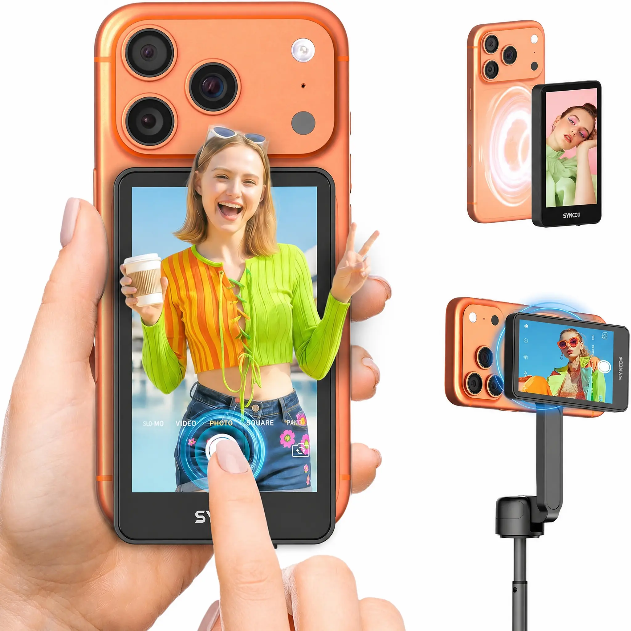SYNCO XView M4 Touch Screen Selfie Monitor 4K/1080p Magnetic Back Camera Vlog Monitor for iPhone 7-17 Series