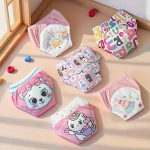 6pcs Soft Training Pants for Kids, Leak-Proof Washable Breathable, Cute Print Fun Design, Disposable Diaper Alternative, Washable Diapers, Reusable Diapers