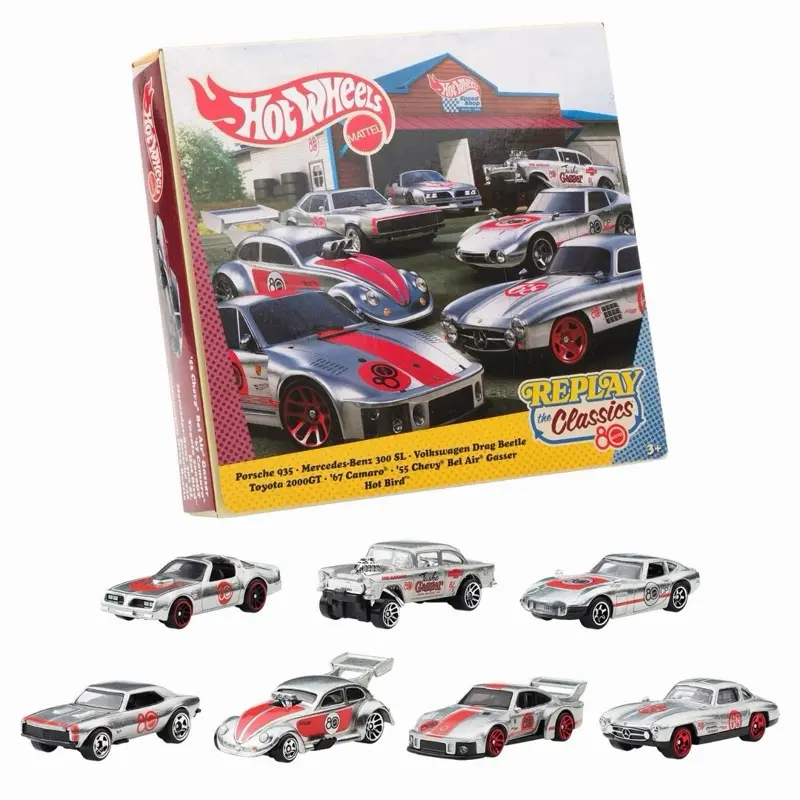 Hot Wheels Silver Series Mattel 80th Anniversary 7-Pack Collectible Model Cars - 7 Diecast Metal 1:64 Scale Toy Cars Set, Collectible Model Car, Diecast Metal Car