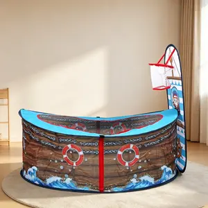 Kids Pirate Ship Play Tent, Colorful Foldable Portable Castle Playhouse, Perfect Outdoor Party Tent for Boys Girls, Ideal Halloween Christmas Gift, No Accessories