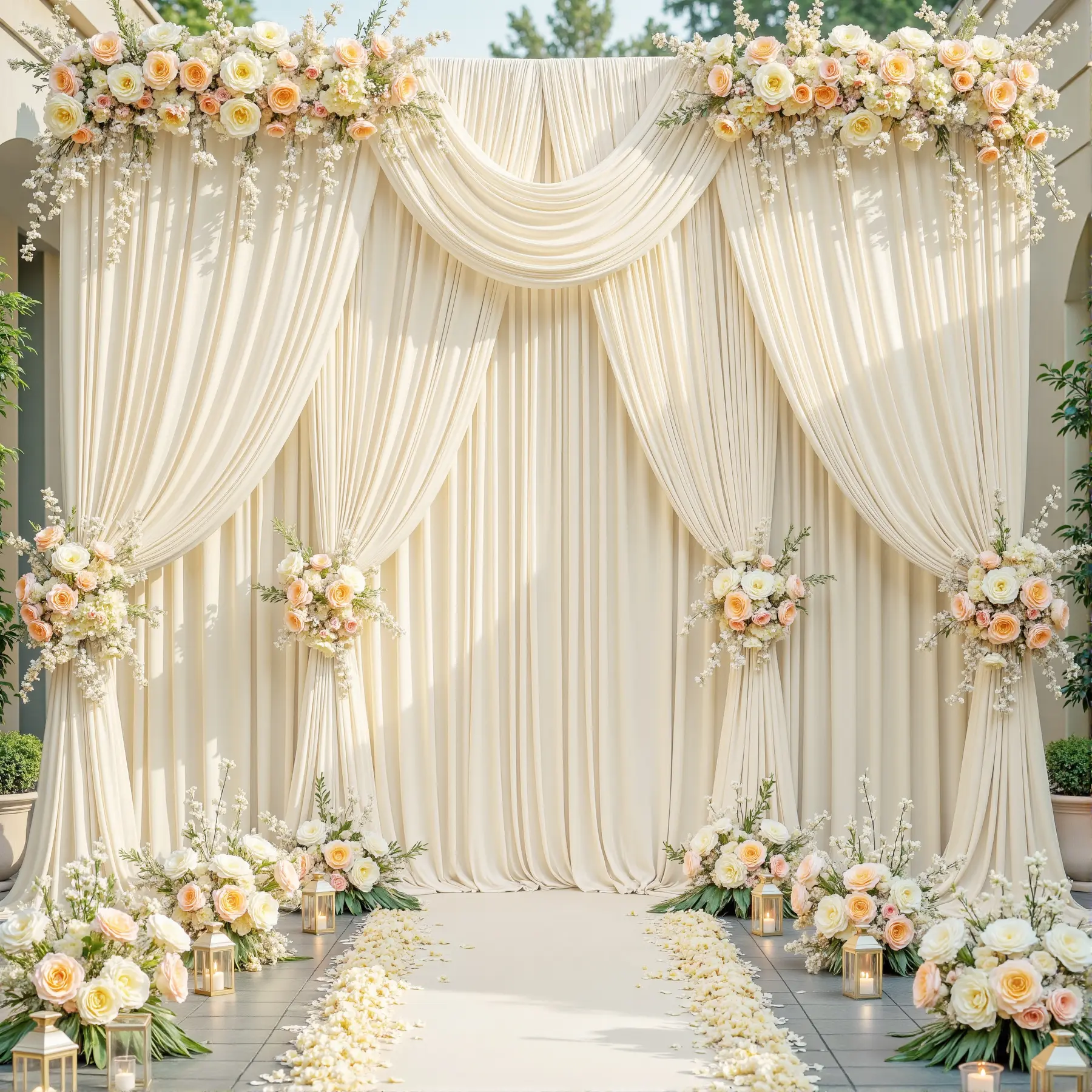 6 Panels Backdrop Curtains 5 x 7 ft or 5 x 10 ft Wrinkle Free Polyester Drapes for Wedding, Graduation, Birthday Party Photography Background, Baby Shower, Gender Reveal, Summer activity Summerwins Father's Day etc summerwins