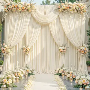 6 Panels Backdrop Curtains 5 x 7 ft or 5 x 10 ft Wrinkle Free Polyester Drapes for Wedding, Graduation, Birthday Party Photography Background, Baby Shower, Gender Reveal, Summer activity etc