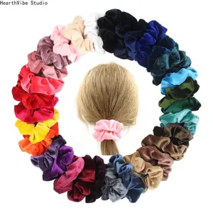 Hot-Selling Medium-Sized Velvet Scrunchie — Stylish & Classic Solid-Color "Jumbo" Hair Tie — Multi-Color Hair Accessory for Women