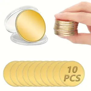 10 Pieces Blank Challenge Coin,Threaded Edged 40 mm for DIY Crafts Birthday Travel Commemorative Collection summervibes