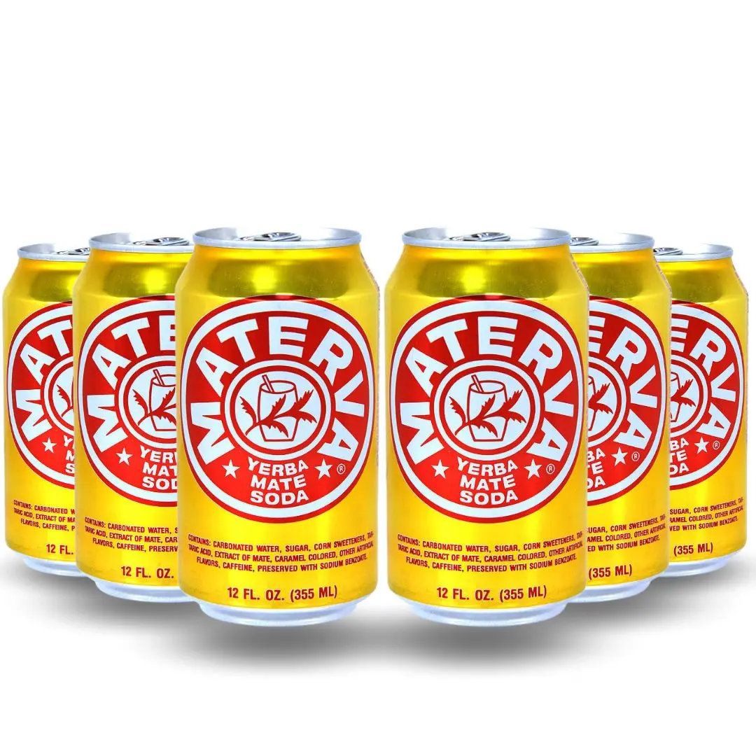 Materva Carbonated Soda 6-Pack - 12 fl. oz (355 ml) Cans, Original Packaging, Natural Traditional Beverage for Adults, Ambient, No Added Flavorings or Additives