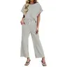 Tankaneo Womens Striped 2 Piece Sets Short Sleeve T Shirts Wide Leg Pants Matching Lounge Set with Pockets