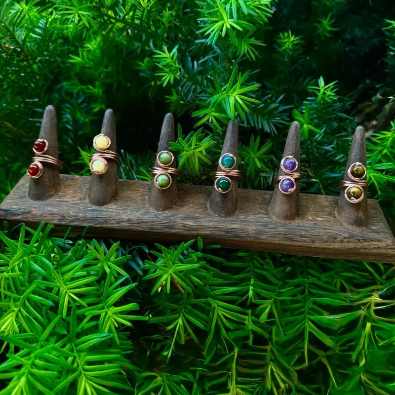 Infinity handmade copper stone rings
