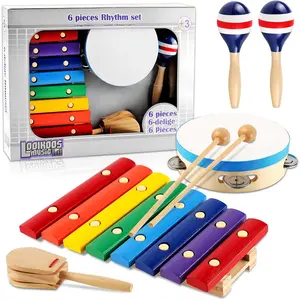 Kids Musical Instruments Montessori Wooden Toys for Toddlers,Percussion Instruments Set for Kid Preschool Educational Musical Toys for Boys and Girls Gifts