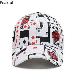 Cool Unisex Poker Card Print Baseball Cap – Adjustable Hip Hop Cap for Spring & Autumn – Casual Sunscreen Hat for Outdoor Activities & Fashionable Street Style