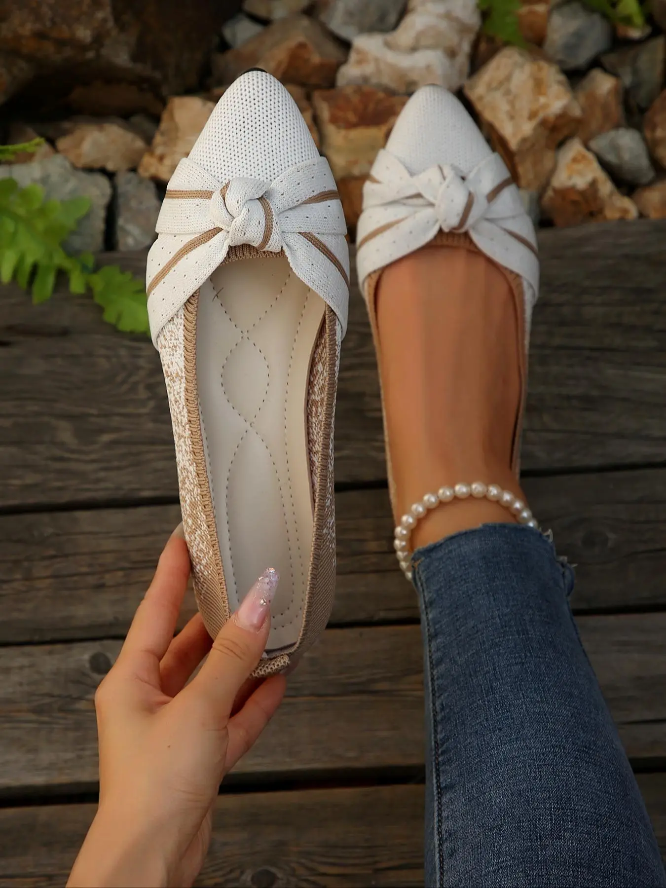 Women's Fashionable Solid Color Slip on Flats, Casual Comfortable Pointed Toe Flat Shoes for Daily Wear, Lightweight Breathable Slip ons Shoes for Women & Girls, Running, Casual Trendy Flat, Slip Ins Shoes