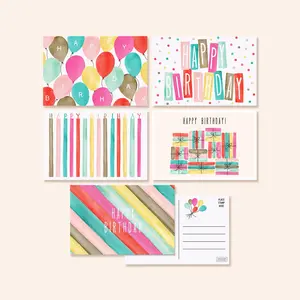 Watercolor Birthday Postcards | Set of 50